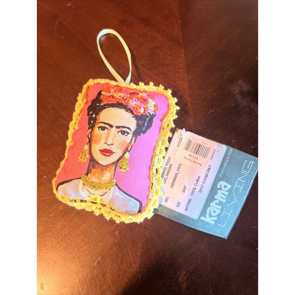 Frida Kahlo Ornament Pillow by Karma Living 3x4 100%cotton Handcrafted